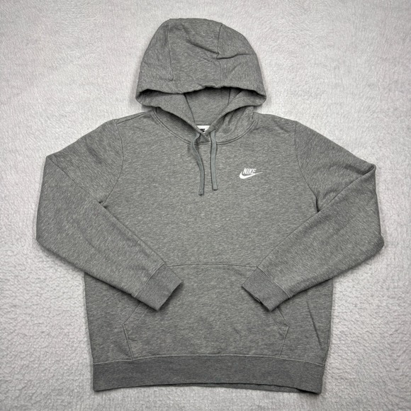 Nike Tops - Nike Sportswear Club Fleece Pullover Hoodie Gray Logo DQ5793-010 Women's Size M